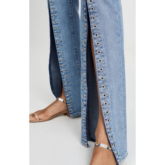 HUDSON Women 30 Jeans Split Leg Nico Mid Rise Cigarette Grommets Pintuck Lt Blue - Picture 3 of 15